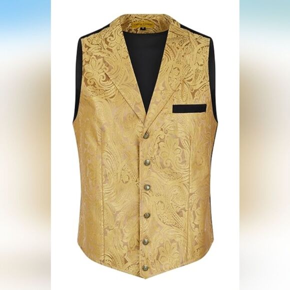Oliver George Gold Victorian Steampunk Waistcoat Vest Size Large (44R) NWT - Picture 2 of 8
